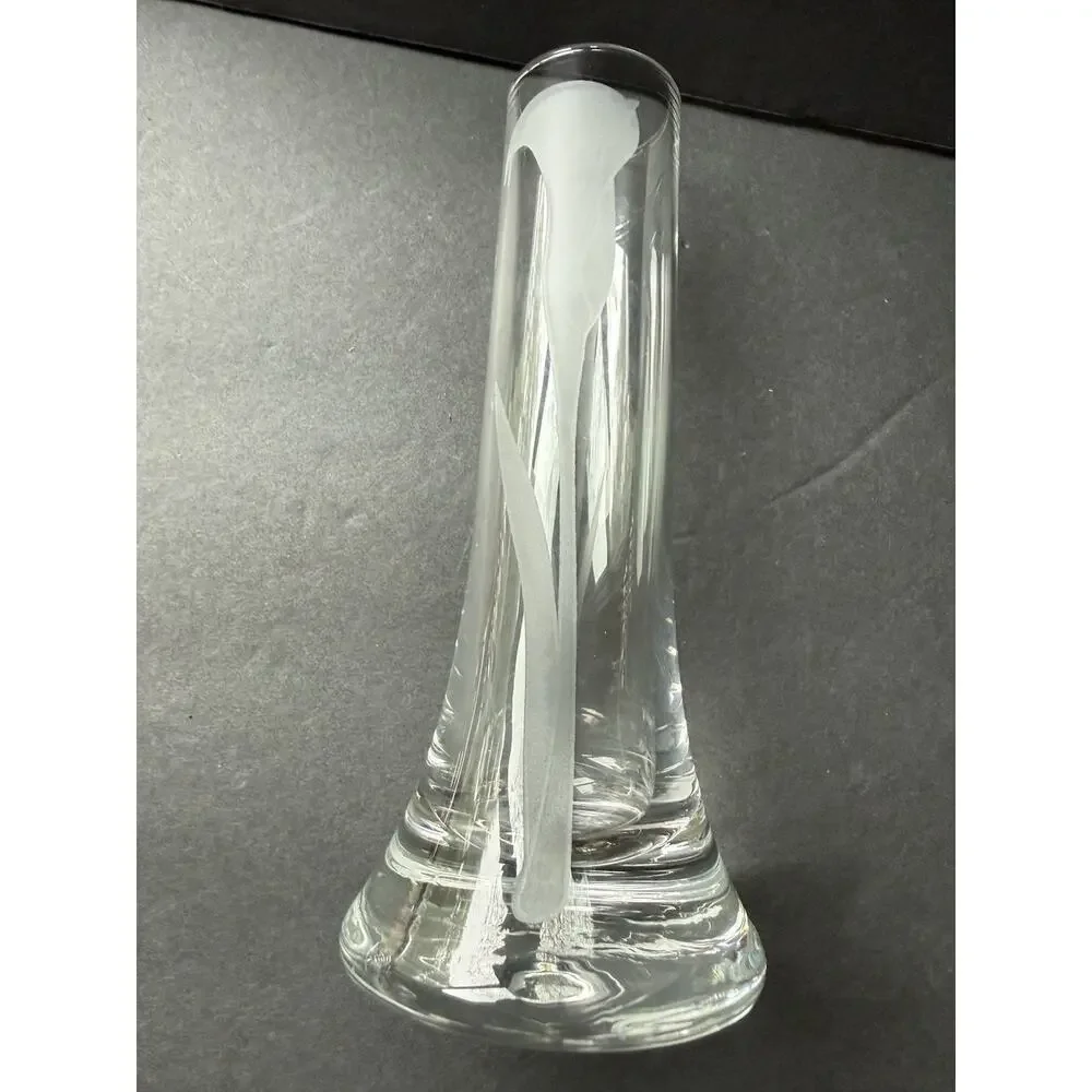 Qualia Glass Etched Bud Vase Clear Set (3) Bouquet Tulip Deco Modernist